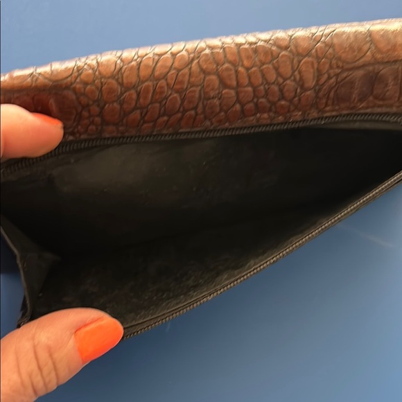 Brahmin Vintage Wallet Brown Crocodile Embossed Leather - Picture 4 of 9